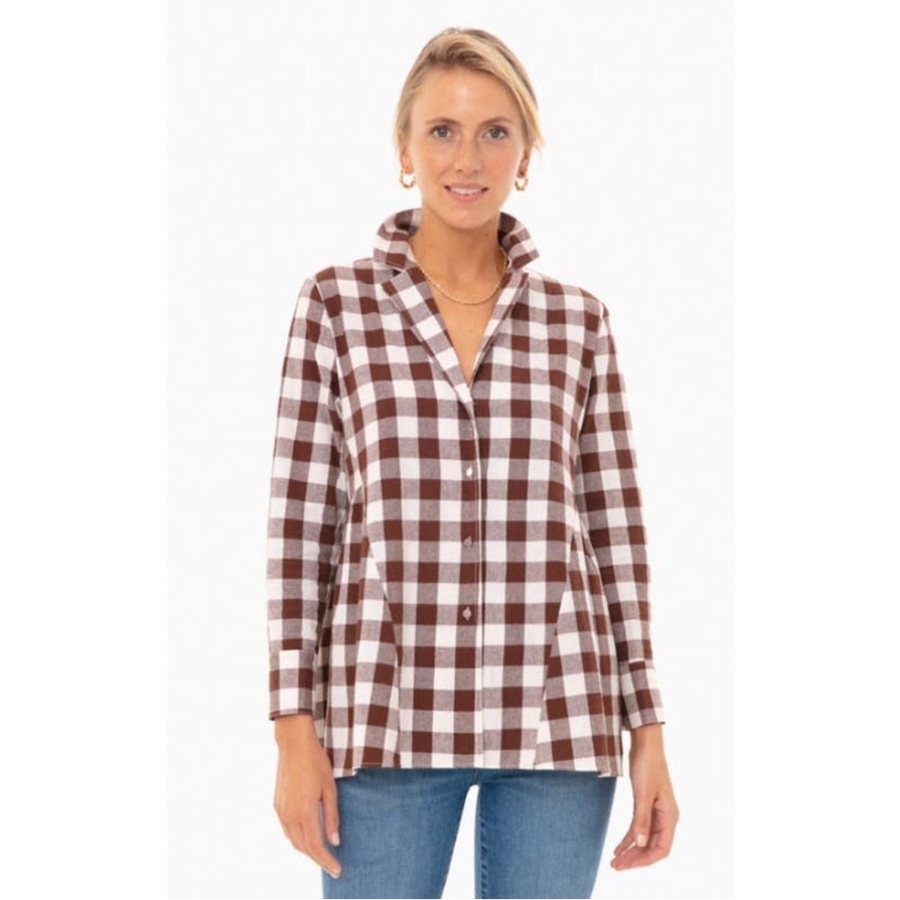 Tuckernuck Brown and White Gingham Button-Front Shirt